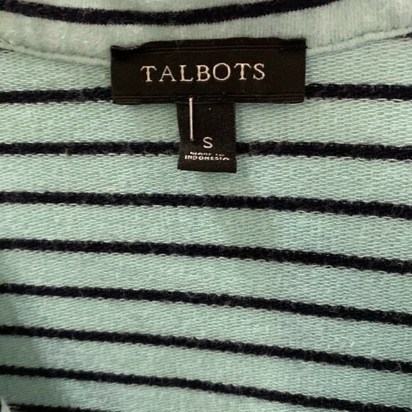 Talbots Womens Multicolor Stripe Split Neck Cotton Blend Tunic Top - Picture 3 of 4